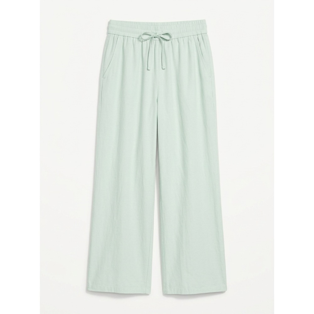 Halara Mint Green Wide Leg Linen Blend Drawstring Pants Large Regular 02958824